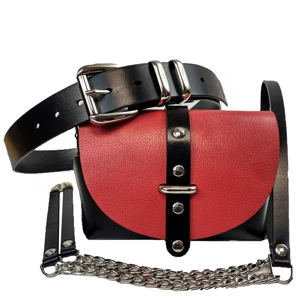 Кожена дамска чанта с колан sr 15 bags and belts red