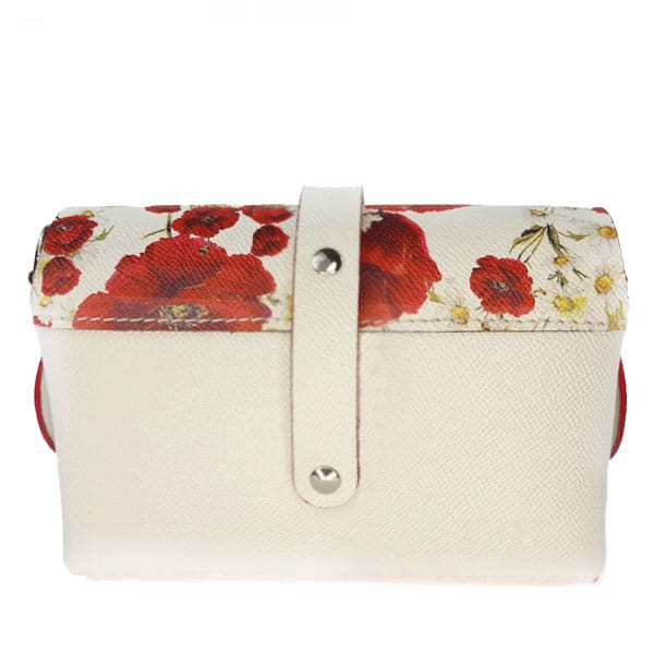 Дамска чанта от естествена кожа sr 15 white § flowers limited edition
