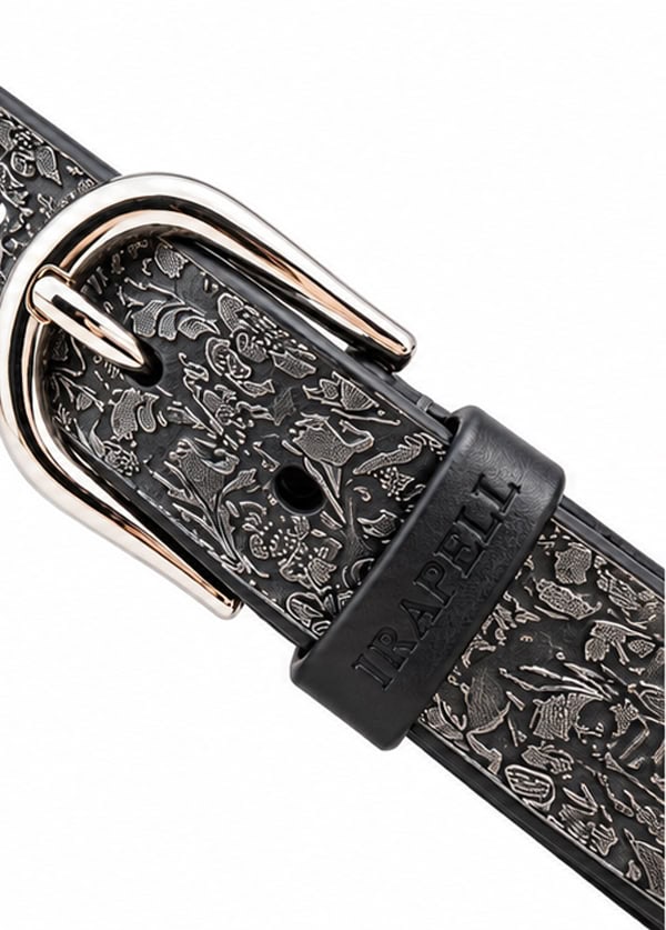Колан от естествена кожа irapell ip 01 engraved floral black 3 см